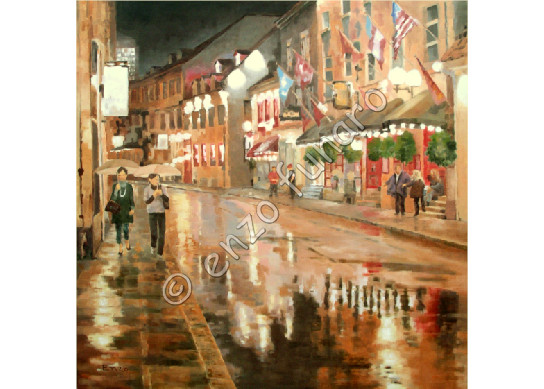  Rainy Night - Oil on Canvas by Enzo 