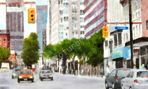 Red Light, Toronto Cityscape by Enzo